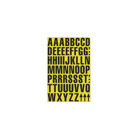 A4 sheet with characters, magnetic letters, pack of 2, yellow background.