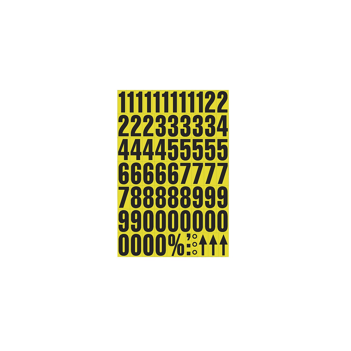 A4 sheet with characters, magnetic digits, pack of 2, yellow background.