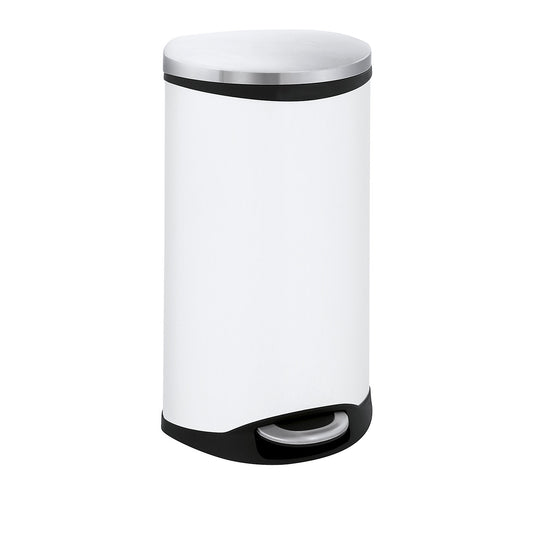 Waste collector with pedal, shell shape, capacity 30 l, HxWxD 690 x 340 x 375 mm, sheet steel body painted white.
