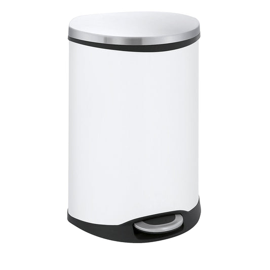 Waste collector with pedal, shell shape, capacity 50 l, HxWxD 705 x 406 x 406 mm, sheet steel body painted white.