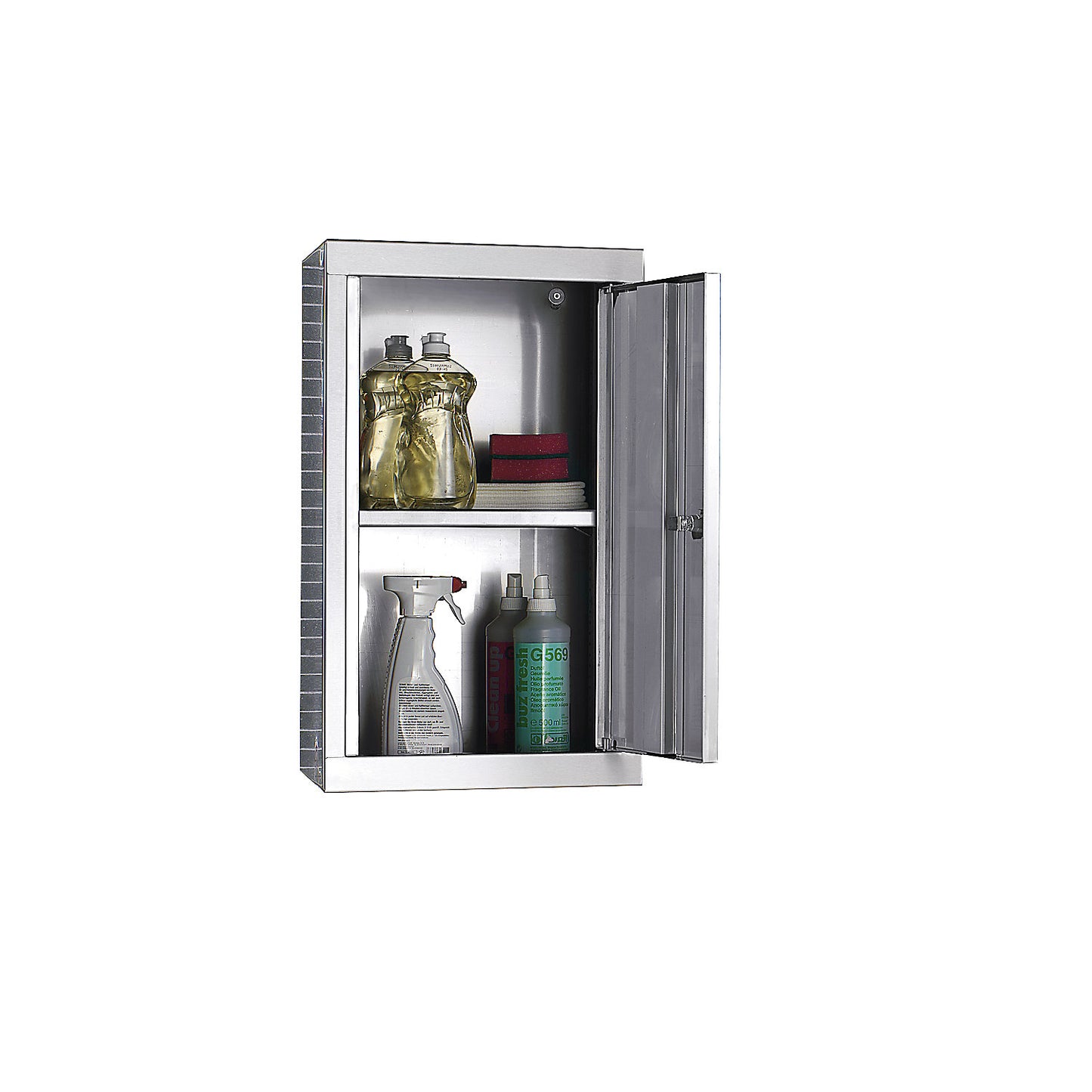 Stainless steel wall cupboard, HxWxD 600 x 350 x 320 mm, 1 shelf.