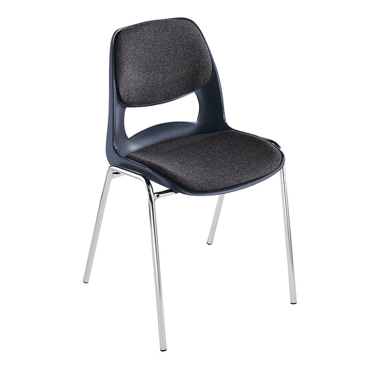 Stacking chair made of polypropylene, with grey upholstery, charcoal, pack of 2.