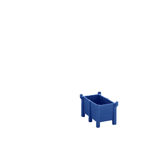 Polyethylene transport and stacking container, max. stacking load 2500 kg, LxW 800 x 500 mm, grey.