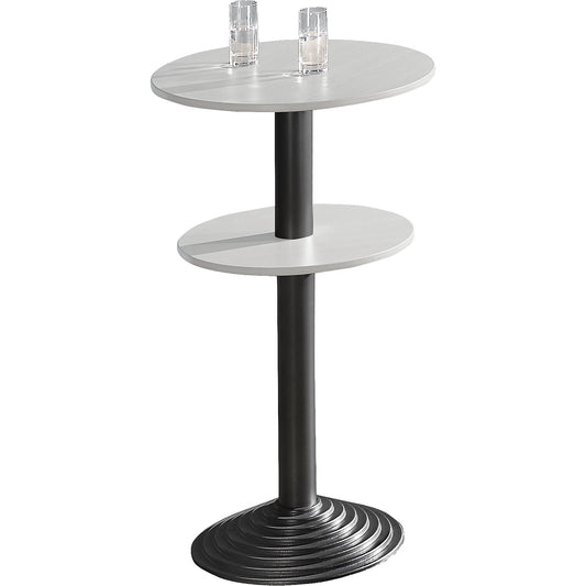 Canteen table with cast iron base, 2 tabletops, spacing 30 cm, light grey, black column.