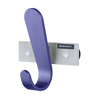 Coat rail, 1 coat hook, HxWxD 130 x 120 x 60 mm, pack of 2, hook colour blue.