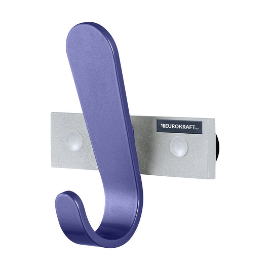 Coat rail, 1 coat hook, HxWxD 130 x 120 x 60 mm, pack of 2, hook colour blue.