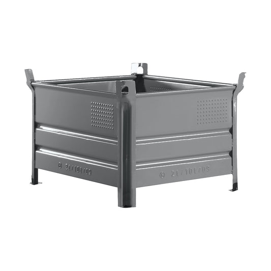 Solid panel box pallet, WxL 800 x 1000 mm, max. load 2000 kg, grey, 1+ items.