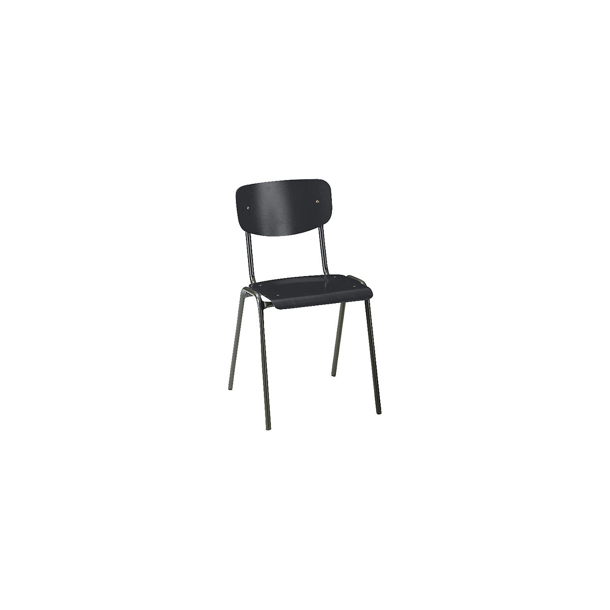 CLASSIC stacking chair, powder coated frame, pack of 4, wood in charcoal.