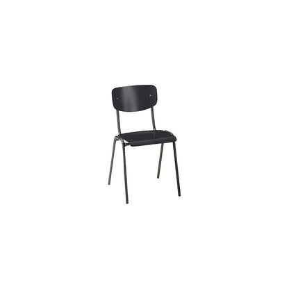 CLASSIC stacking chair, powder coated frame, pack of 4, wood in charcoal.