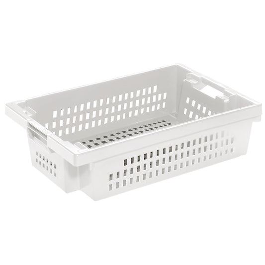 Stack/nest container made of HDPE, capacity 25 l, solid walls and base, natural white.