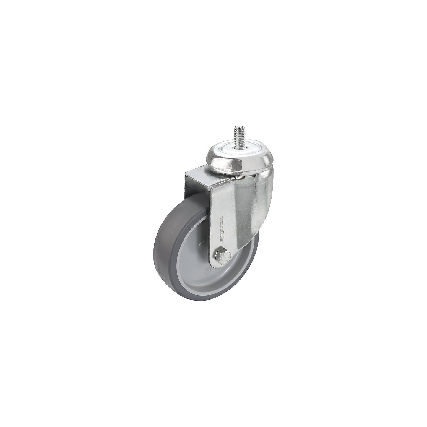Set of thermoplastic rubber tyres, with threaded pin, 4 swivel castors, wheel Ø x width 125 x 32 mm.
