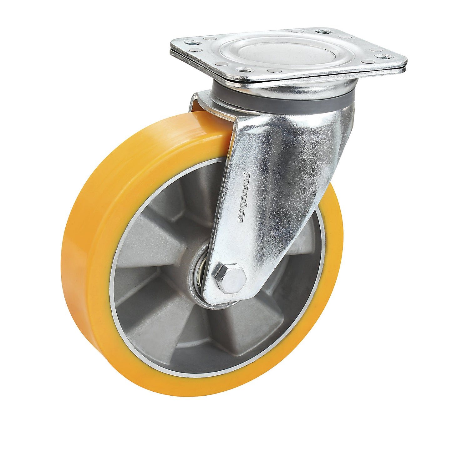 PU tyre on aluminium rim, wheel Ø x width 160 x 50 mm, swivel castor.