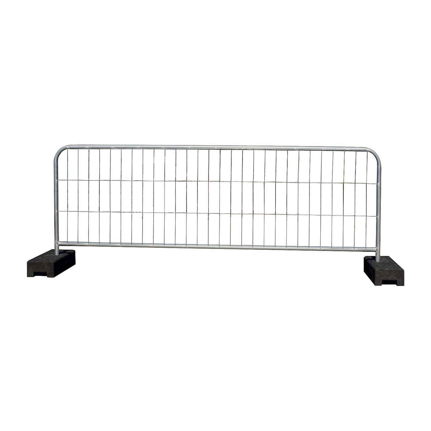 Site fencing, zinc plated, HxW 1200 x 3000 mm, with curved corners.