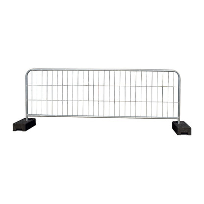 Site fencing, zinc plated, HxW 1200 x 3000 mm, with curved corners.