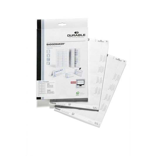 BADGEMAKER sheet inserts, for HxW 40 x 75 mm, pack of 1200, rounded edges.