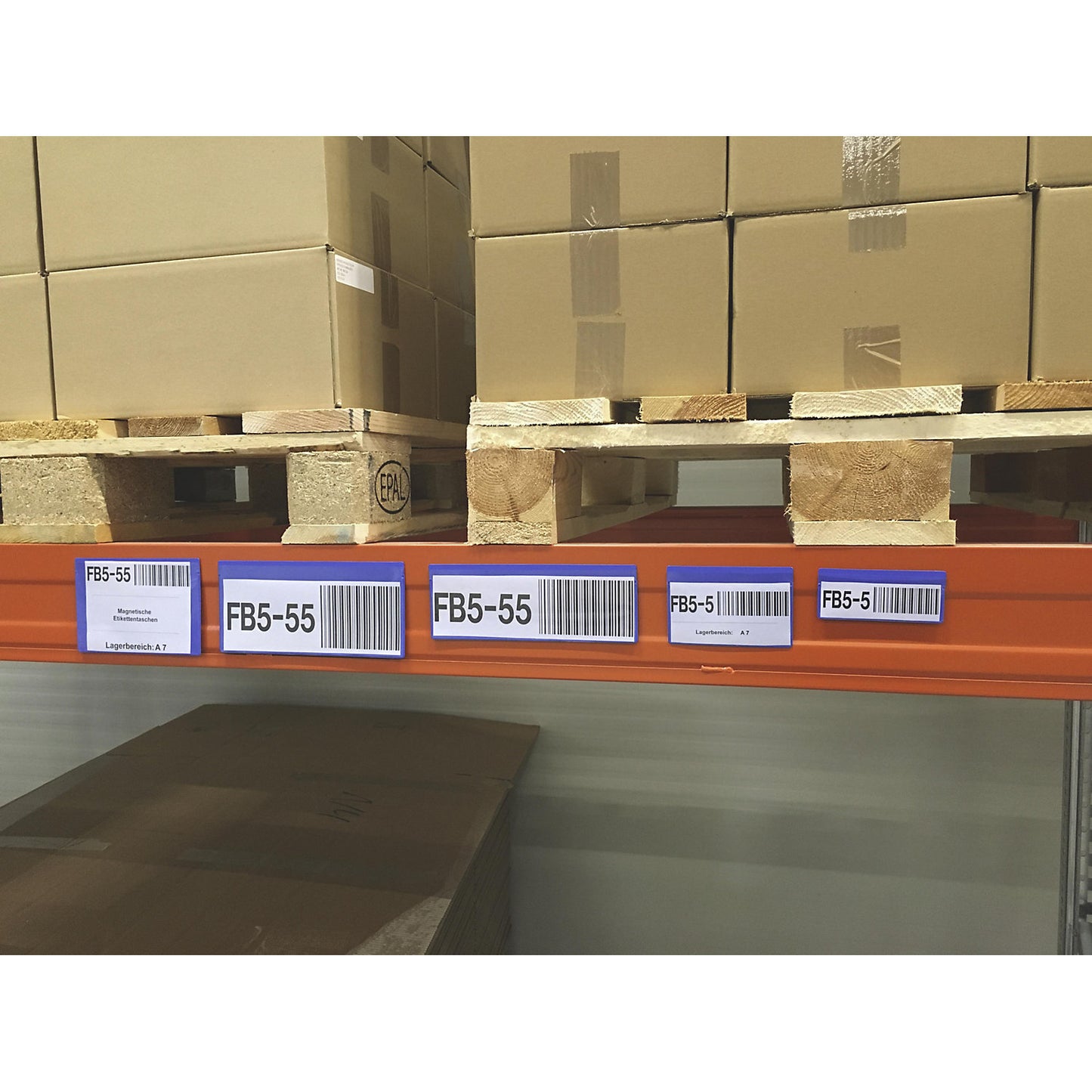 Label pockets, pack of 50, with magnetic strip, WxH 110 x 50 mm, blue.