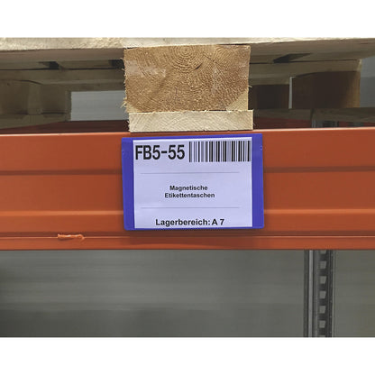 Label pockets, pack of 50, with magnetic strip, WxH 160 x 110 mm, A6, blue.