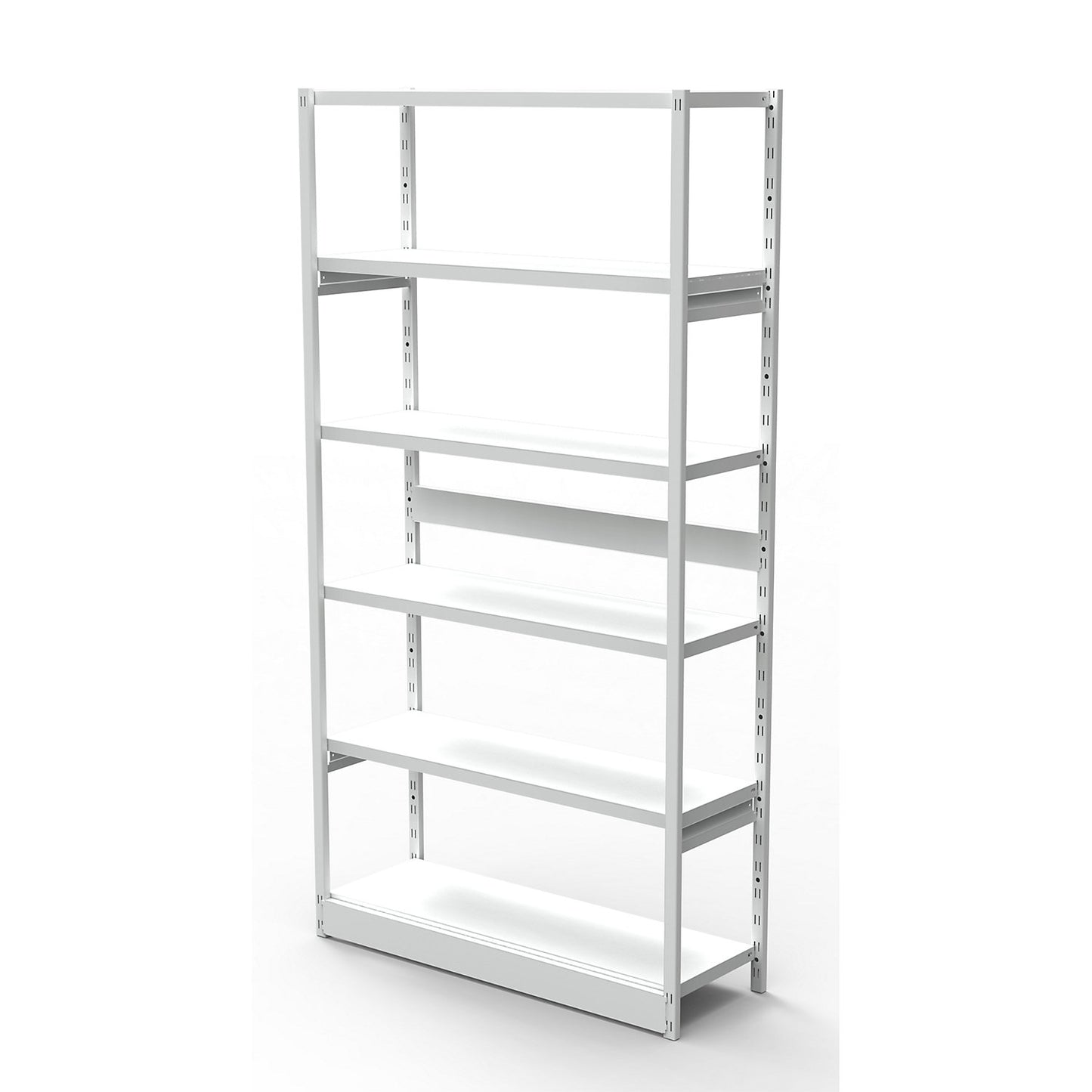 Boltless office shelving unit, without rear wall, shelf unit height 1900 mm, basic shelf unit, width x depth 760x400 mm.