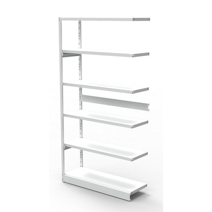 Boltless office shelving unit, without rear wall, shelf unit height 1900 mm, extension shelf unit, width x depth 960x400 mm.