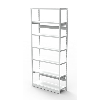 Boltless office shelving unit, without rear wall, shelf height 2250 mm, basic shelf unit, width x depth 760x300 mm.