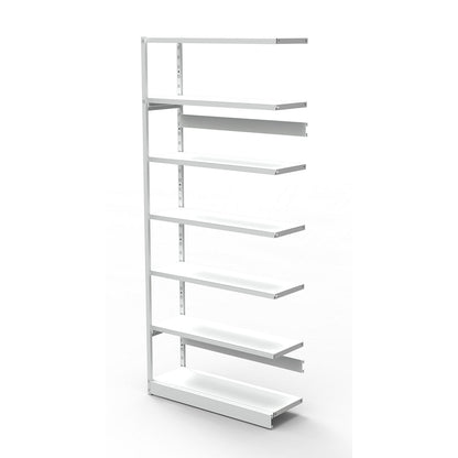 Boltless office shelving unit, without rear wall, shelf height 2250 mm, extension shelf unit, width x depth 760x300 mm.