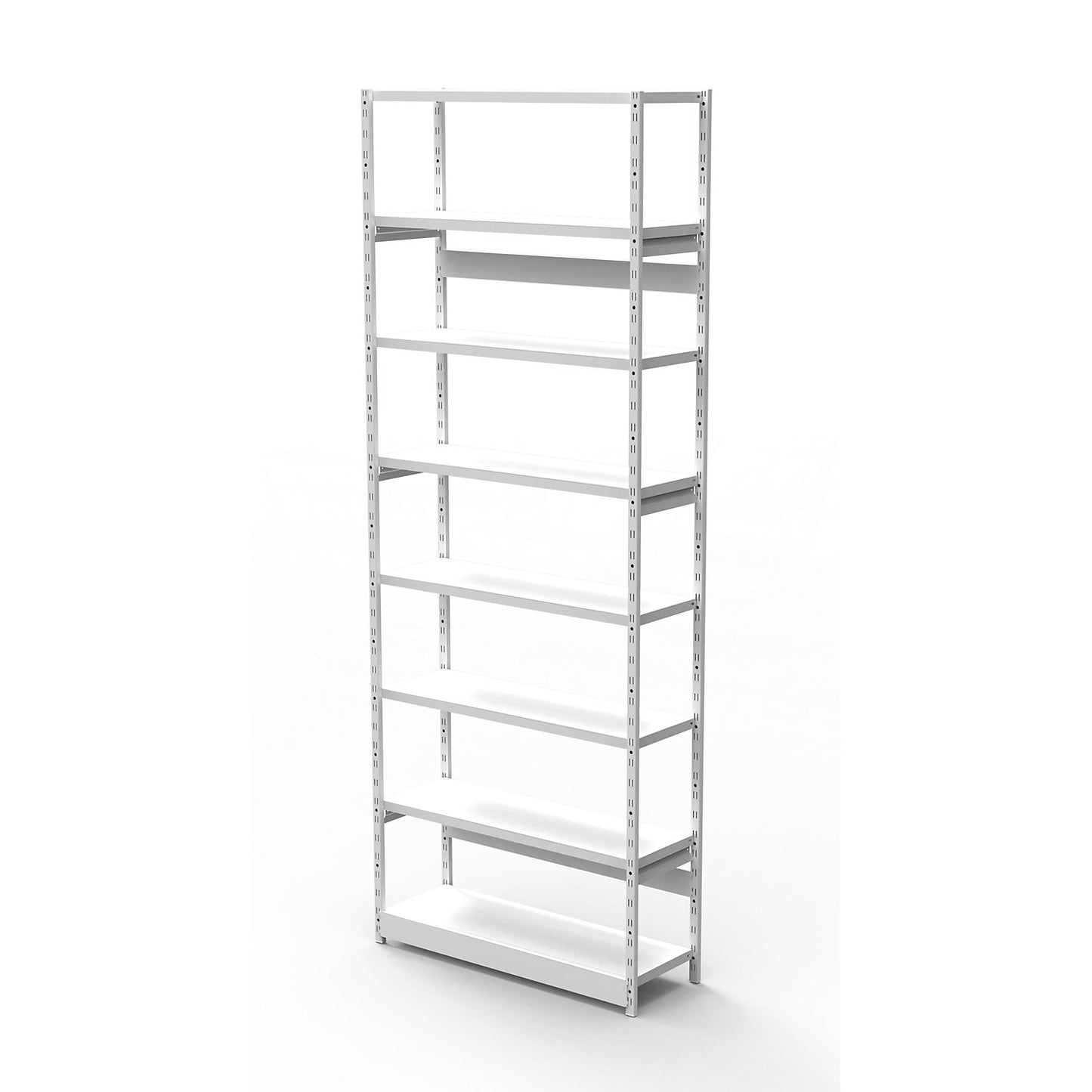 Boltless office shelving unit, without rear wall, shelf unit height 2600 mm, basic shelf unit, width x depth 960x400 mm.