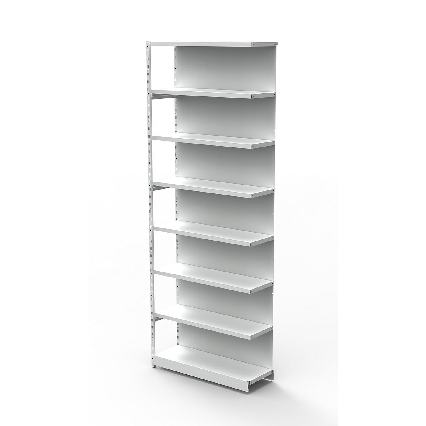 Boltless office shelving unit, with rear wall, shelf unit height 2600 mm, extension shelf unit, width x depth 760x300 mm.