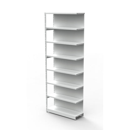 Boltless office shelving unit, with rear wall, shelf unit height 2600 mm, extension shelf unit, width x depth 760x300 mm.