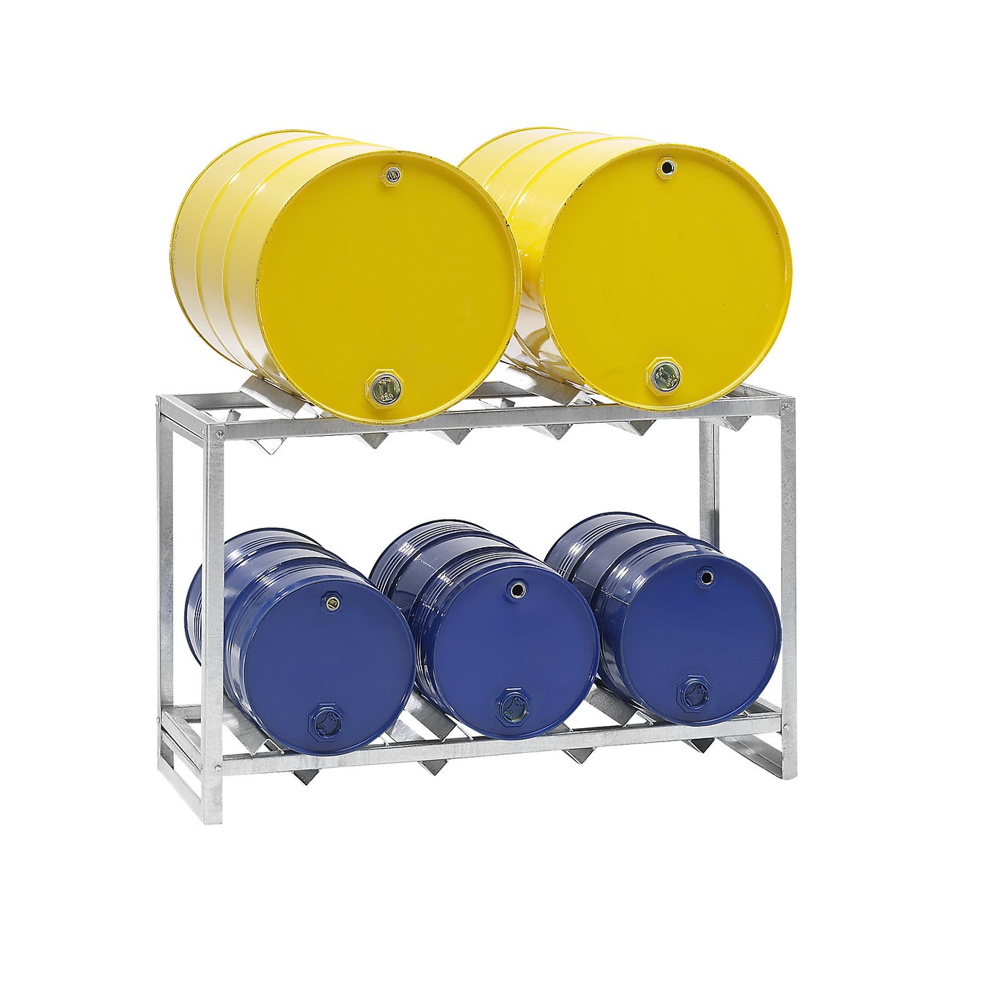 Drum shelf, for 2 x 200 l or 3 x 60 l drums, HxWxD 850 x 1350 x 500 mm.