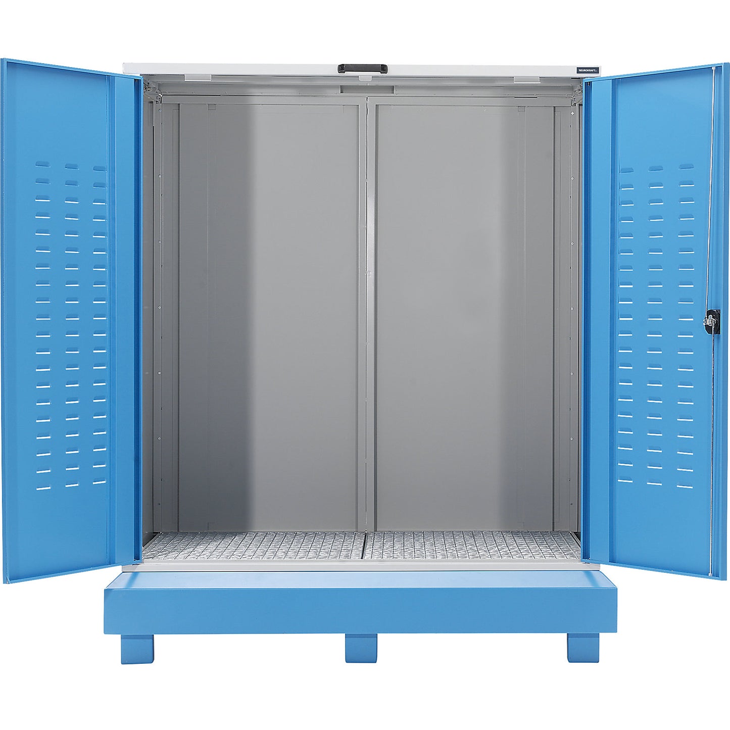 Hazardous goods storage for drums, sump capacity 320 l, WxD 1600 x 1150 mm.