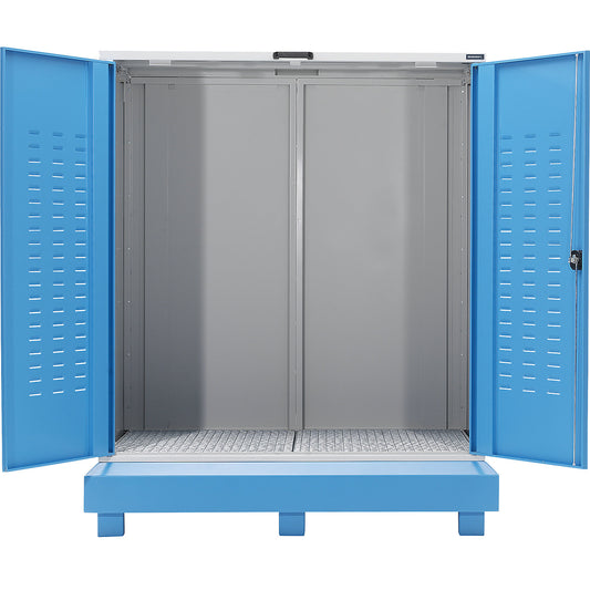 Hazardous goods storage for drums, sump capacity 320 l, WxD 1600 x 1150 mm.