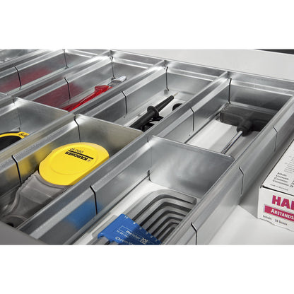 Divider, zinc plated, 7 longitudinal dividers, 12 cross dividers, for cupboard depth 500 / 600 mm.