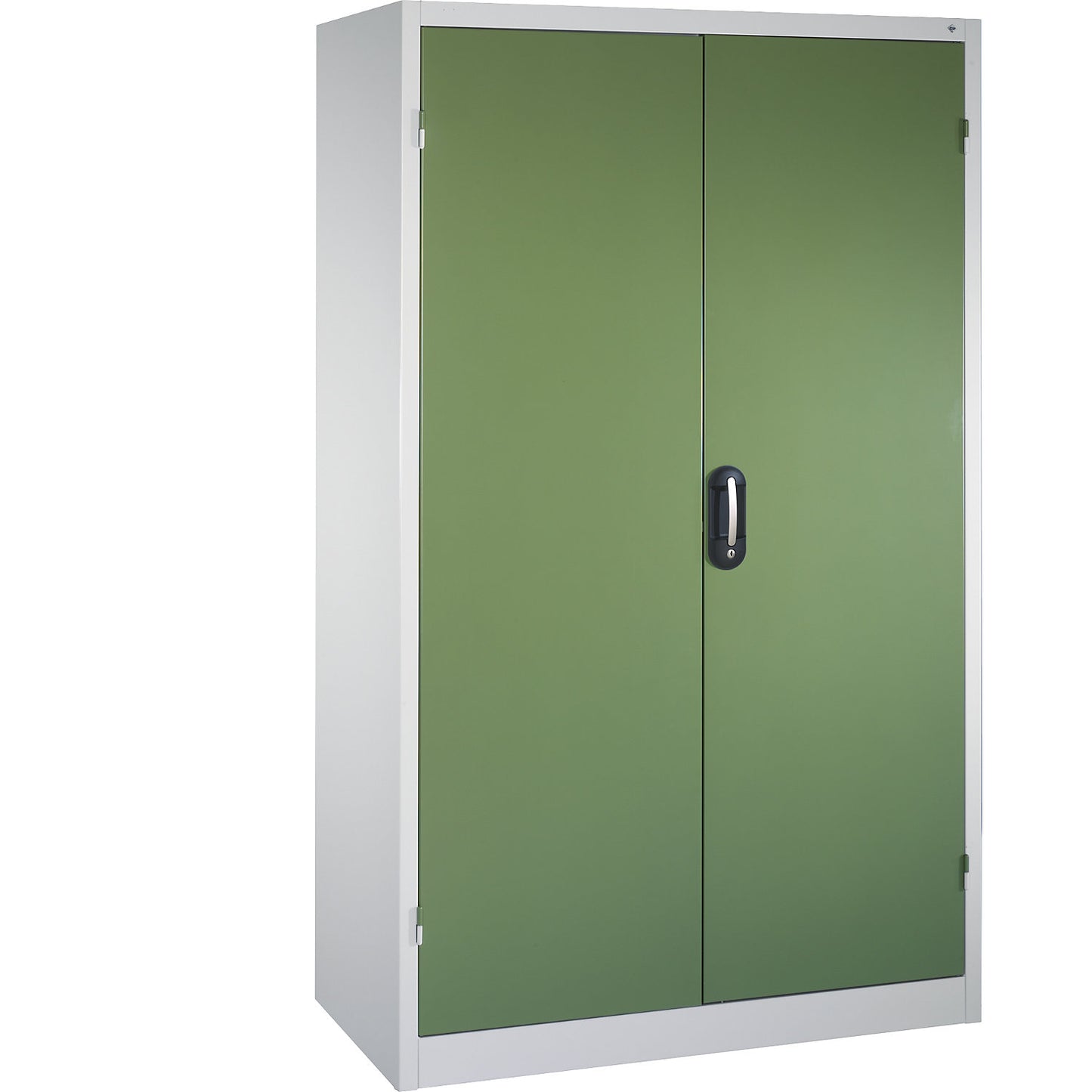 Large cupboard, extra high, HxW 1950 x 1200 mm, depth 500 mm, reseda green doors.