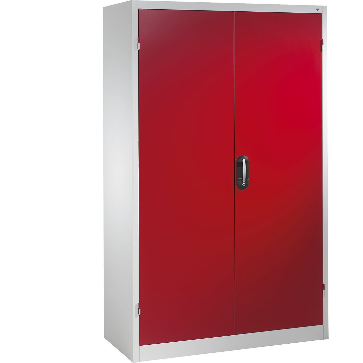 Large cupboard, extra high, HxW 1950 x 1200 mm, depth 500 mm, ruby red doors.