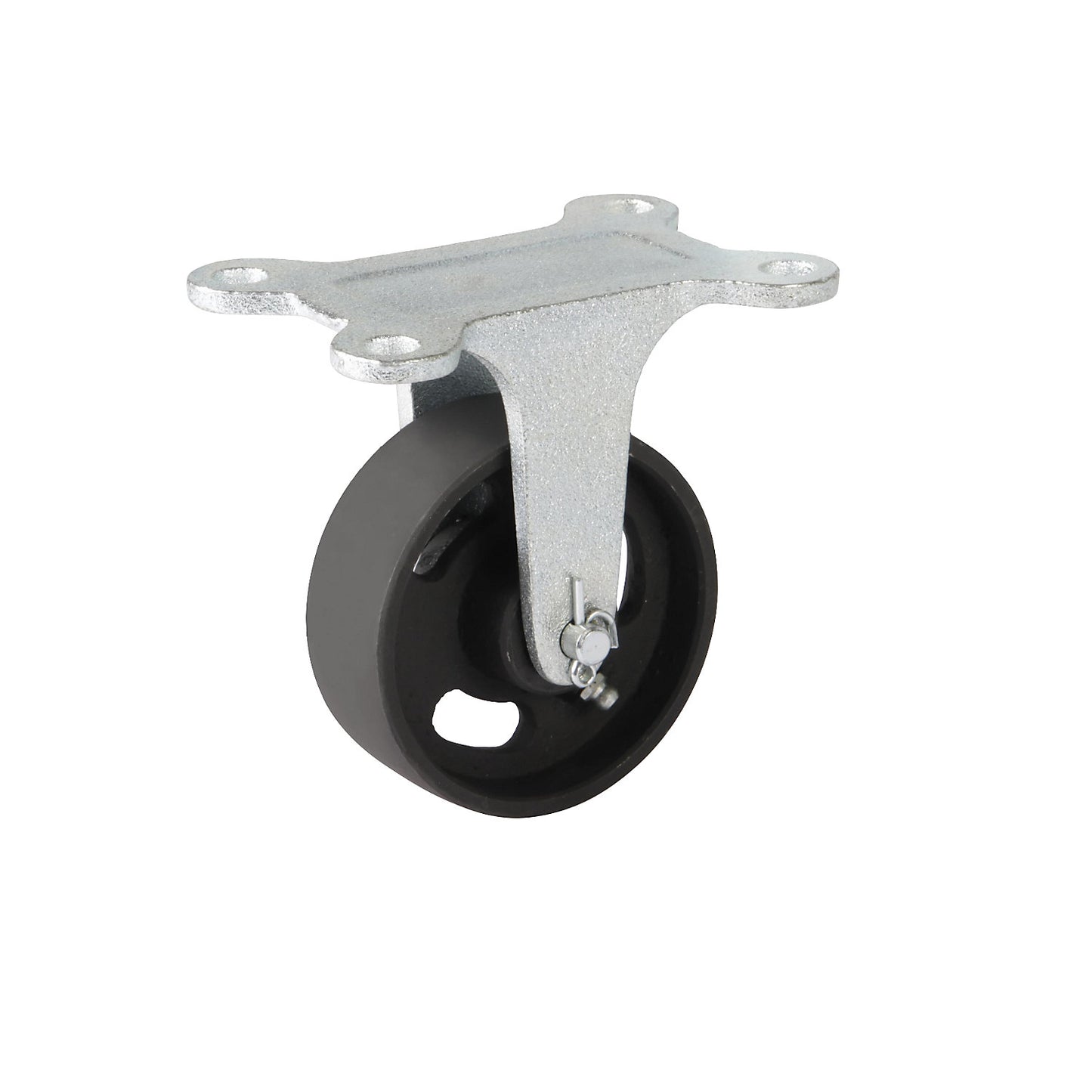 Grey cast iron wheel, annealed cast iron housing, wheel Ø x width 100 x 35 mm, fixed castor with roller bearing.