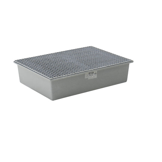 GRP base sump tray, 2 x 200 litre drums, without certification, with steel grate.
