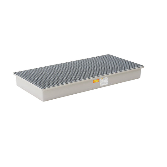 GRP base sump tray, 3 x 200 litre drums, with certification, with steel grate.