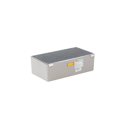 GRP base sump tray, small containers, with certification, with steel grate.