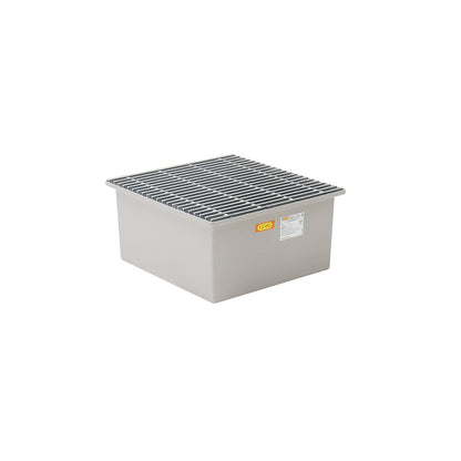 GRP base sump tray, 1 x 200 litre drum, with certification, with GRP grate.