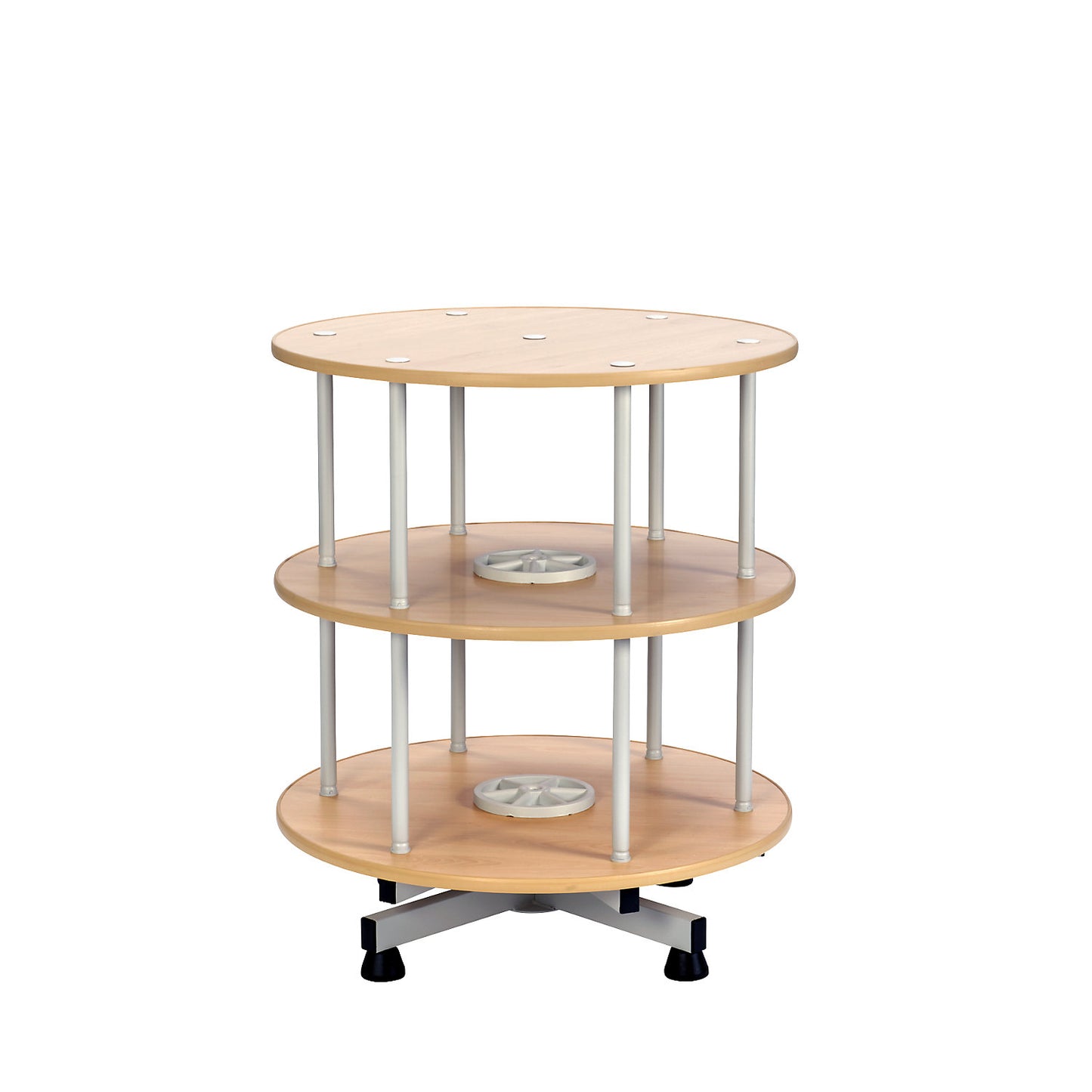 Rotary filing system, Ø 800 mm, table model, 2 shelves, beech finish.