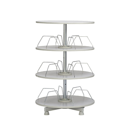 Rotary filing system, shelf Ø 1000 mm, 3 shelves, light grey.