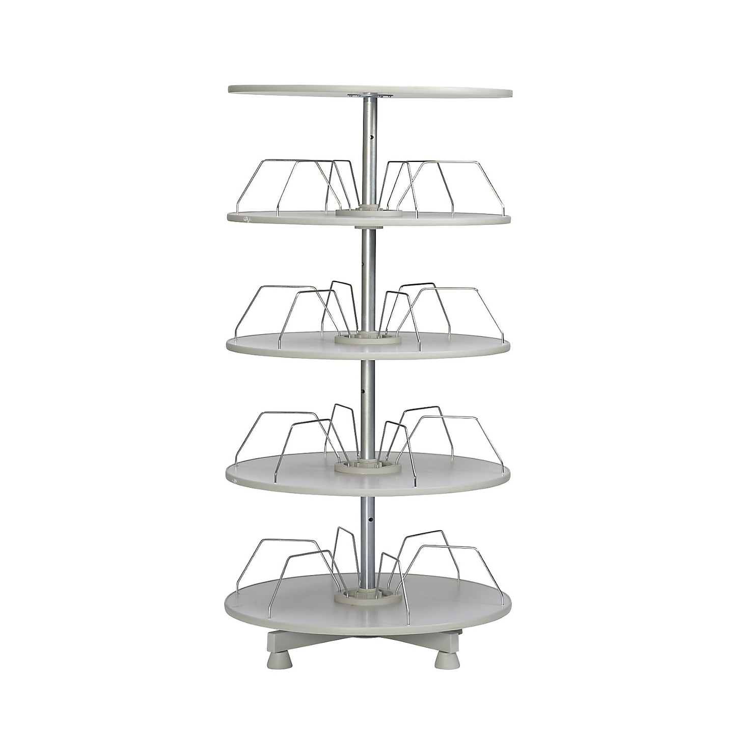 Rotary filing system, shelf Ø 1000 mm, 4 shelves, light grey.