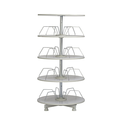 Rotary filing system, shelf Ø 800 mm, 4 shelves, light grey.