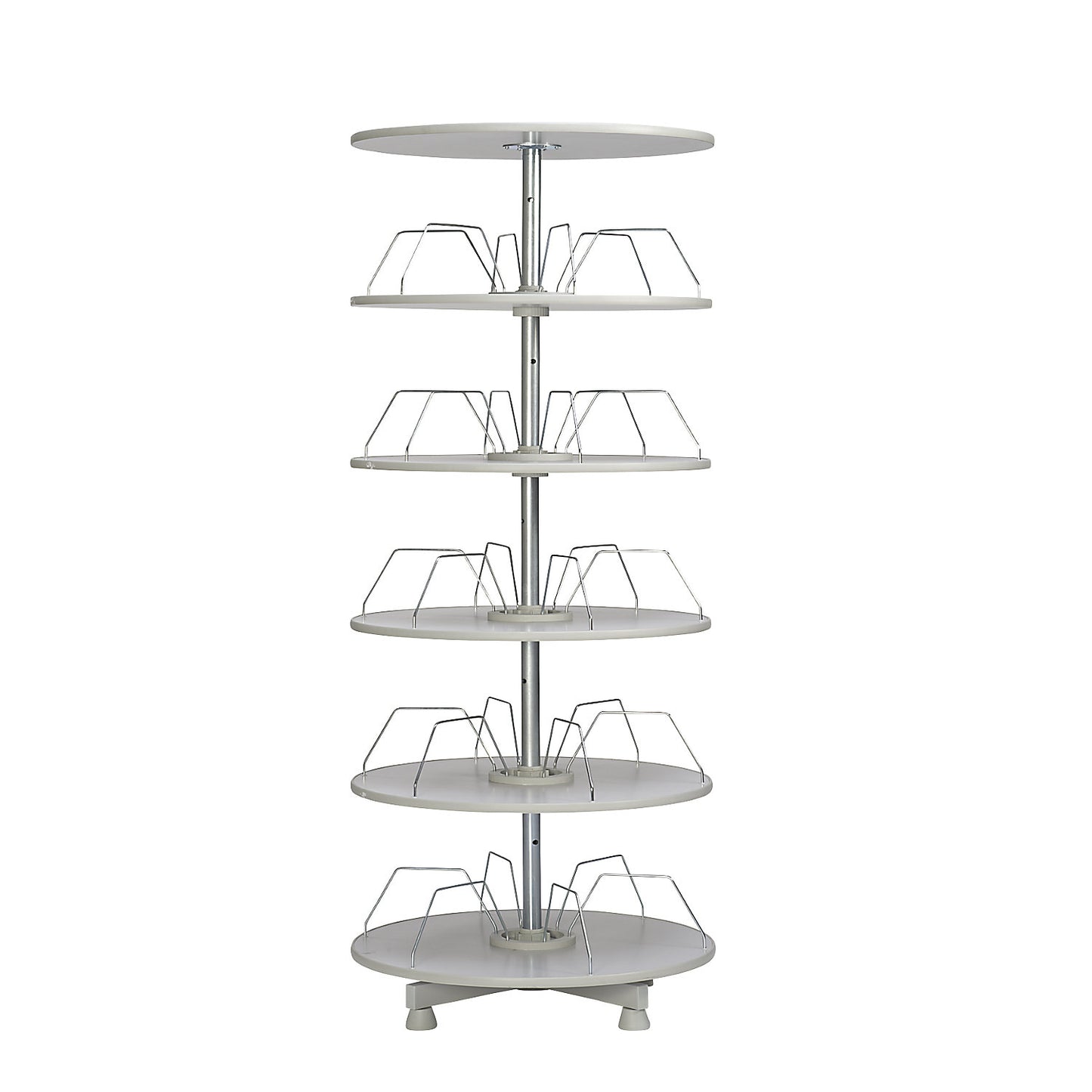 Rotary filing system, shelf Ø 1000 mm, 5 shelves, light grey.