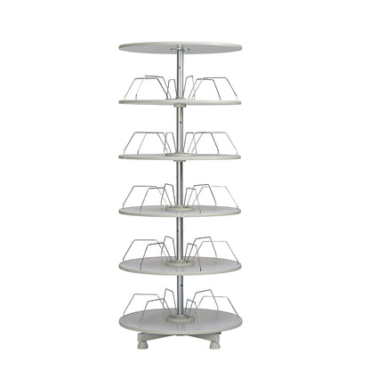 Rotary filing system, shelf Ø 1000 mm, 5 shelves, light grey.