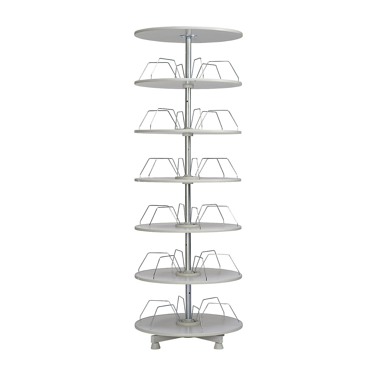 Rotary filing system, shelf Ø 800 mm, 6 shelves, light grey.