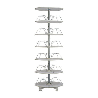 Rotary filing system, shelf Ø 800 mm, 6 shelves, light grey.