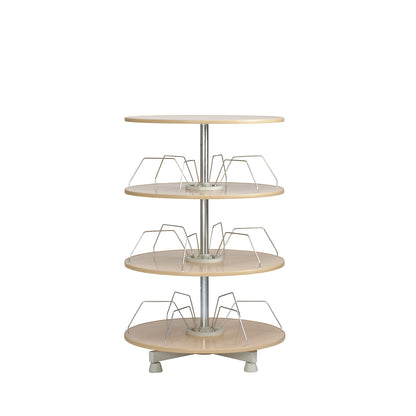 Rotary filing system, shelf Ø 1000 mm, 3 shelves, beech finish.