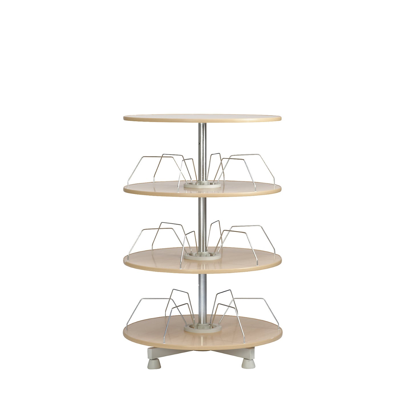 Rotary filing system, shelf Ø 800 mm, 3 shelves, beech finish.