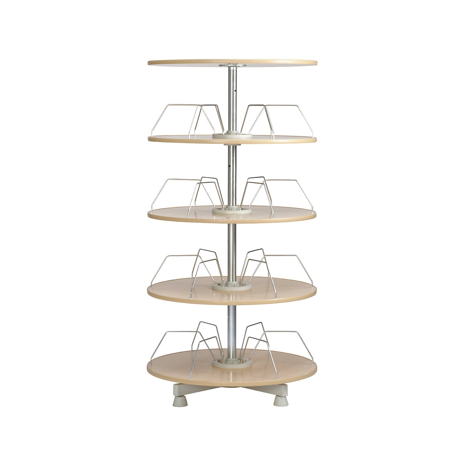 Rotary filing system, shelf Ø 800 mm, 4 shelves, beech finish.
